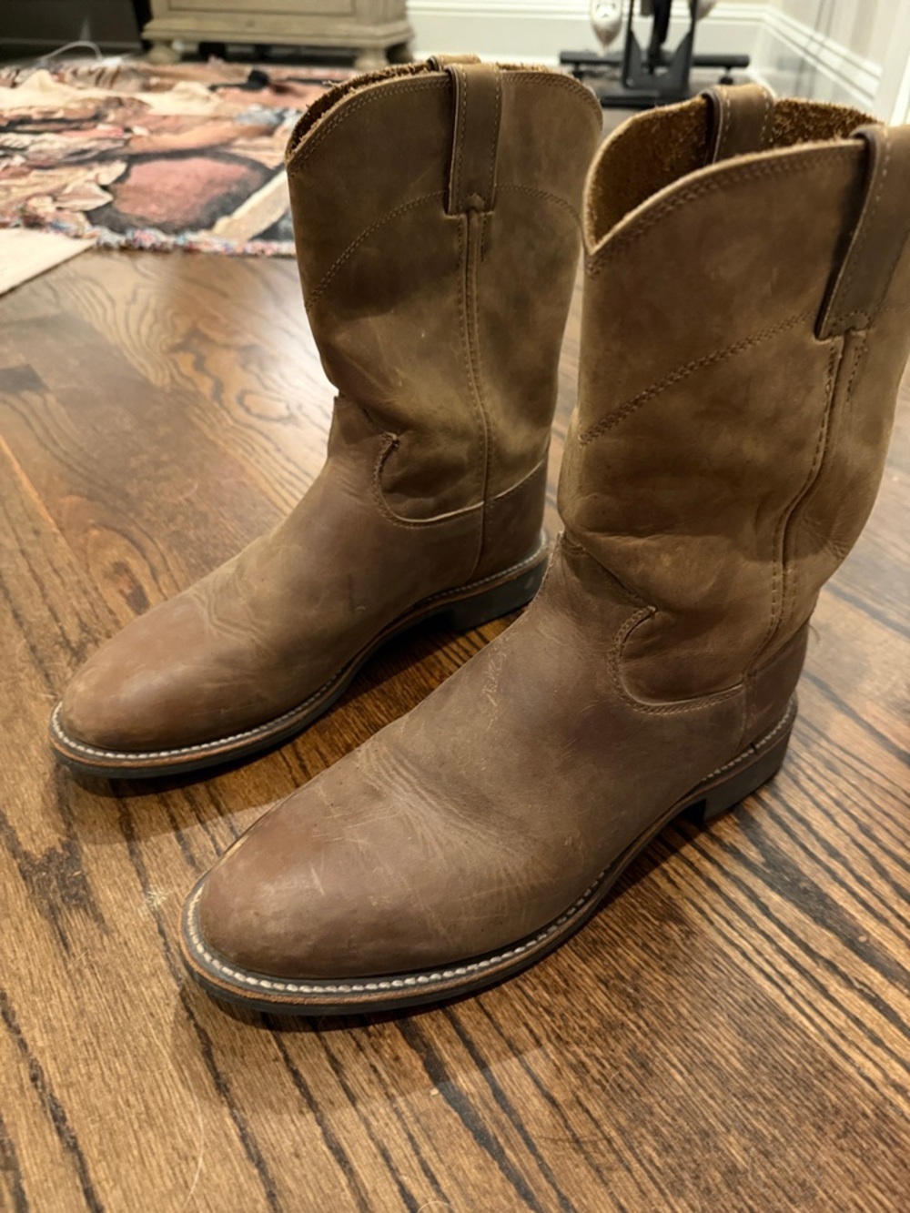 Justin Boots Tan Brown Leather Cowboy Boots
